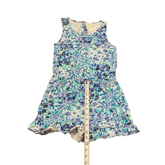 Lilly Pulitzer Venecia Blue Ruffle Beach Tropical Romper Shorts Girls XL 12-14 - Picture 9 of 11